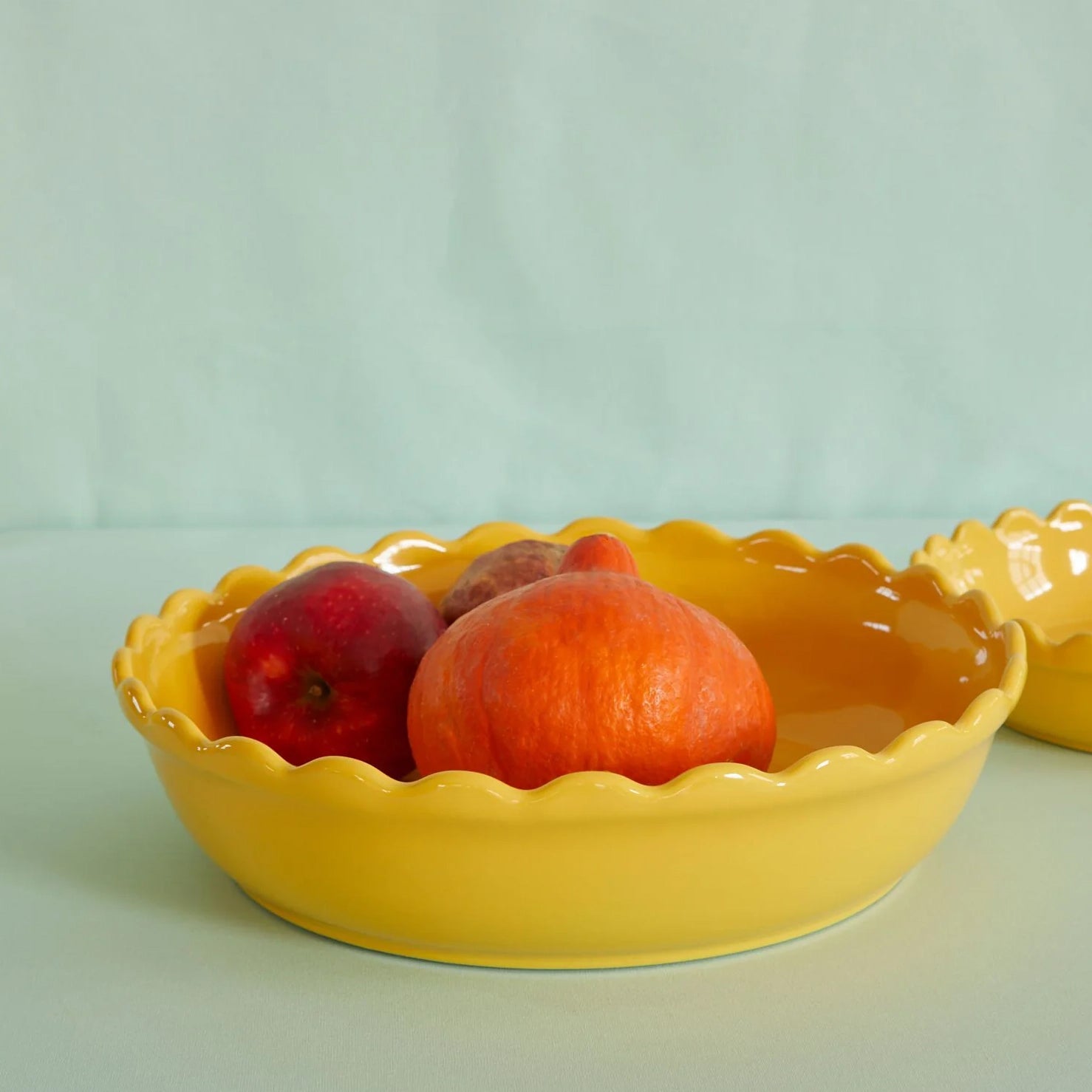 Prato De Torta Pequeno Em Gres Amarelo