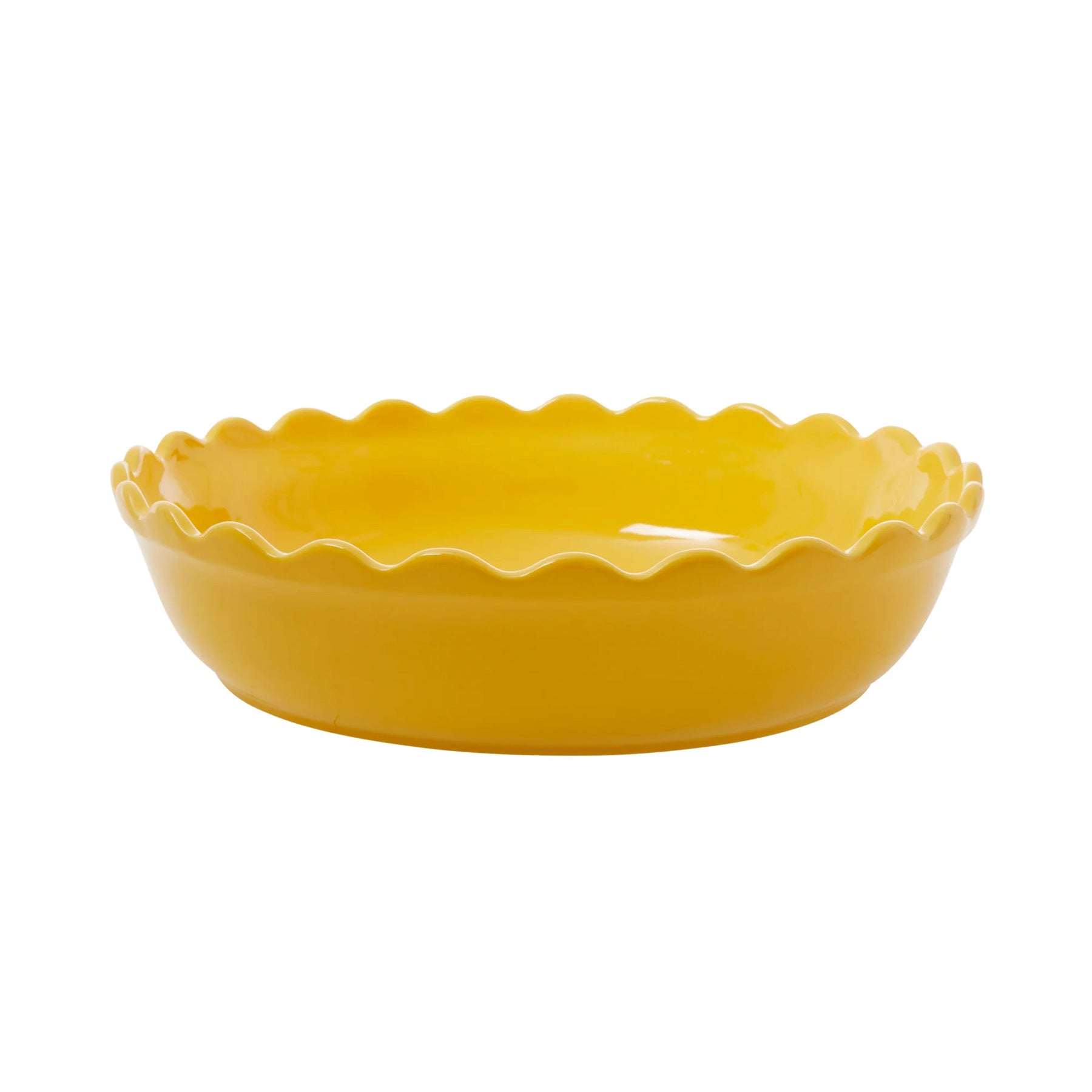 Prato De Torta Pequeno Em Gres Amarelo